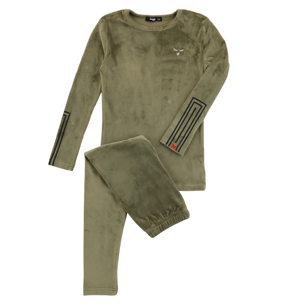 Rectangle print on sleeve loungewear set - Powder green