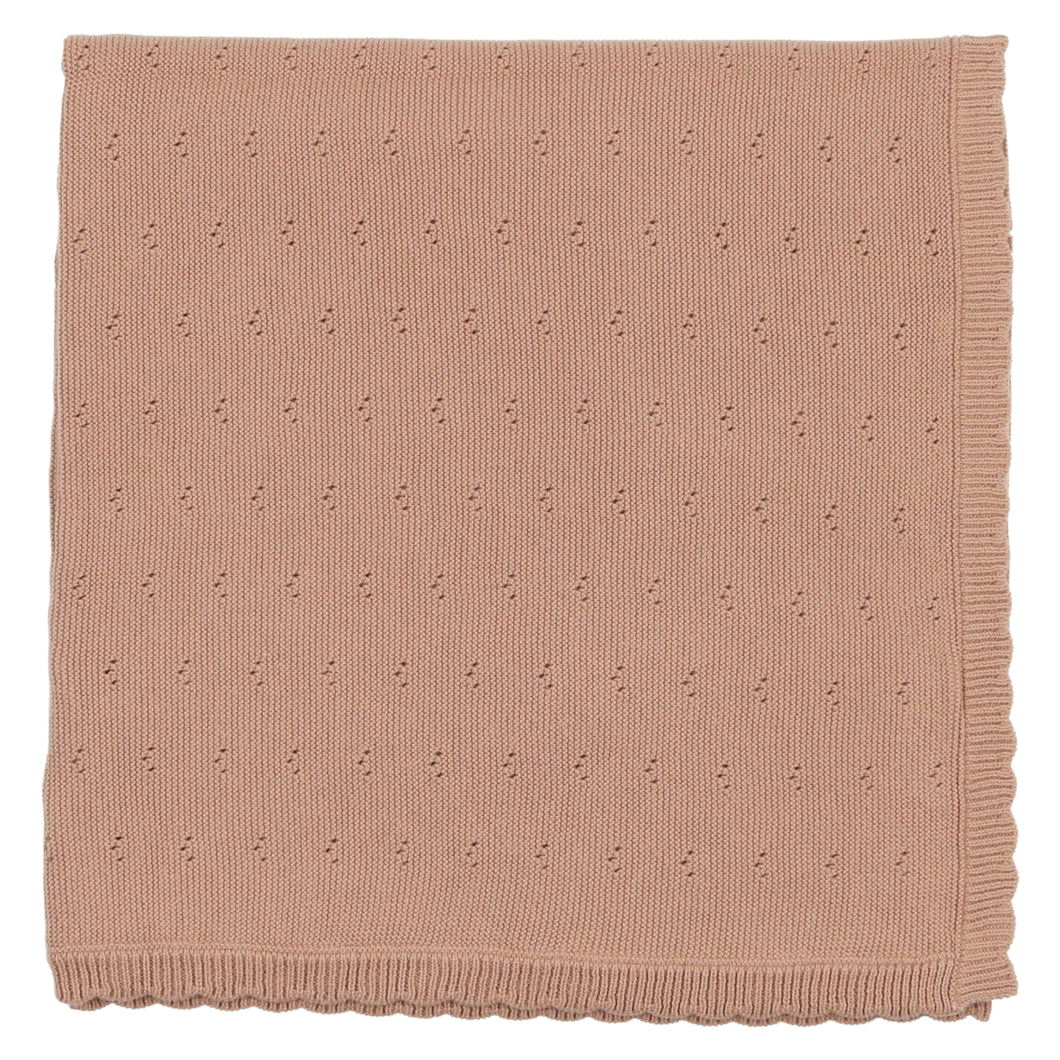 Knit pointelle blanket - pink