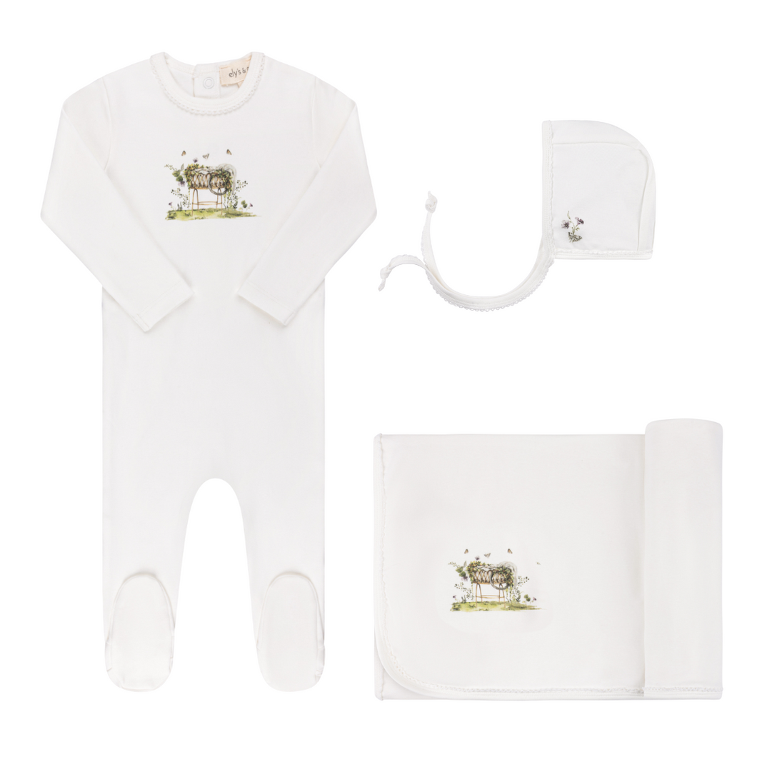 Watercolor cradle collection layette set - ivory girl
