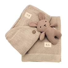 Load image into Gallery viewer, 100% Organic Cotton Knitted Pink Baby Blanket and Bunny Set
