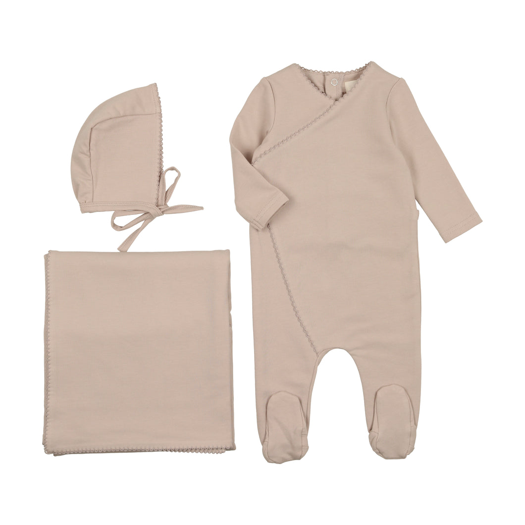 Picot edge layette set - Oatmeal