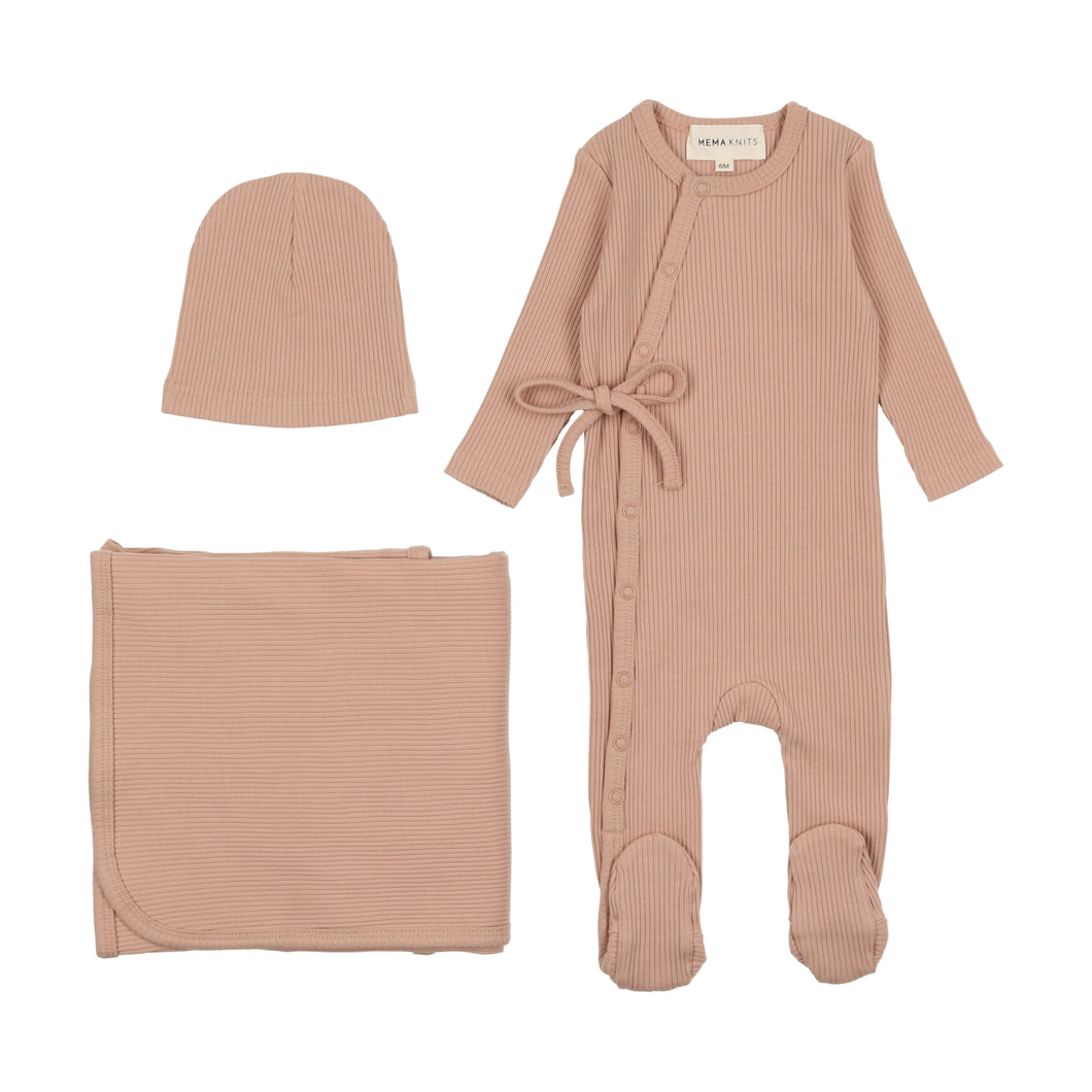 Rib wrap layette set - Pink