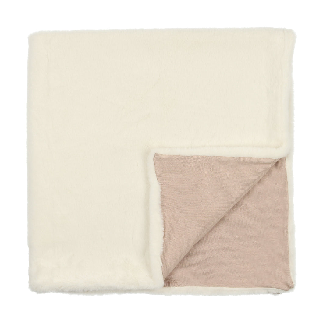 Fur marrow edge blanket - Cream 90x90 cm