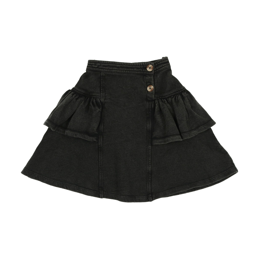 Denim ruffled skirt - Black wash