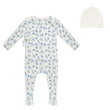 Load image into Gallery viewer, Ribbed leaf footie and hat - Floral
