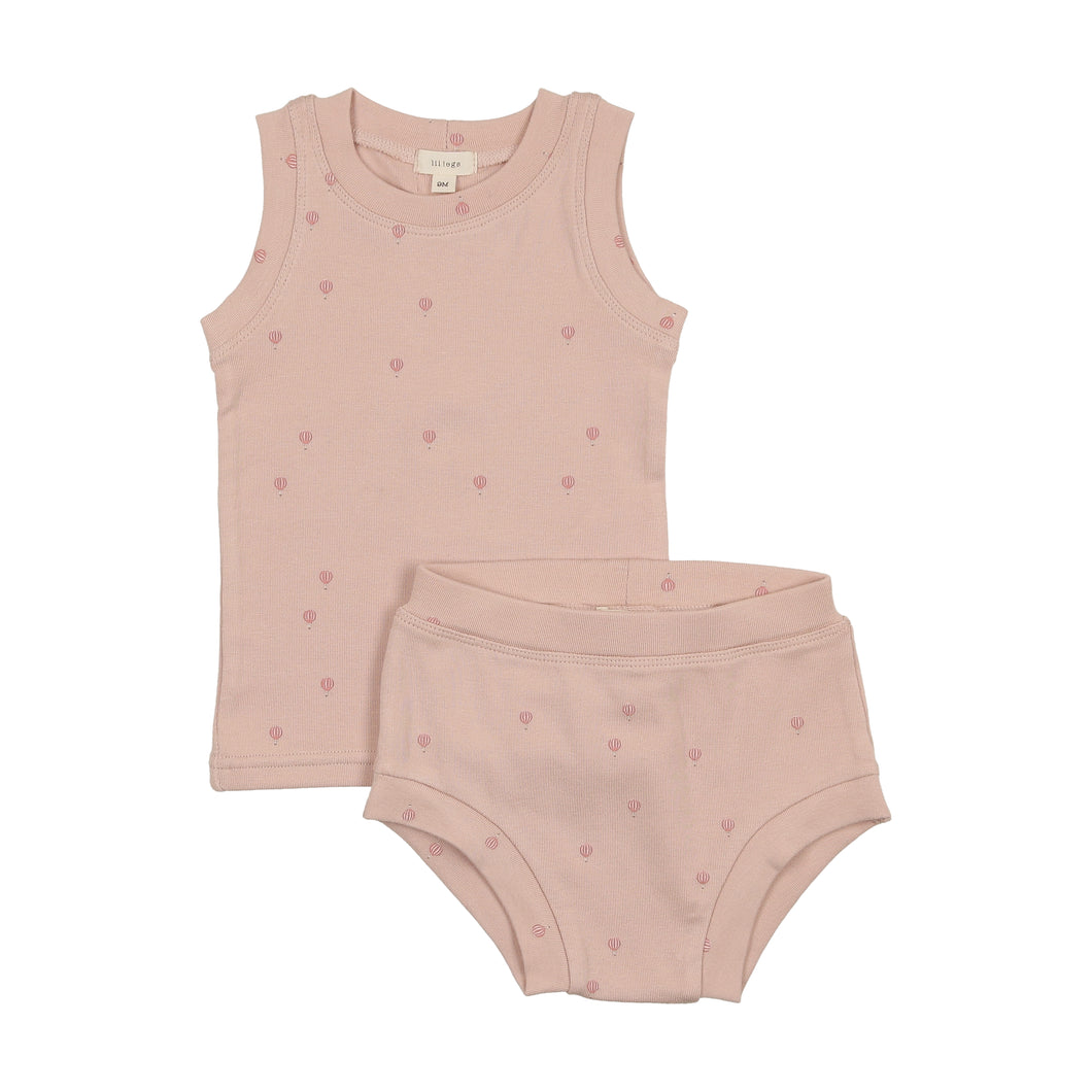 All over air balloon sleeveless set - Peach
