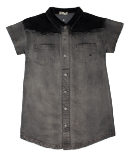 Denim two-tone dress - Grey