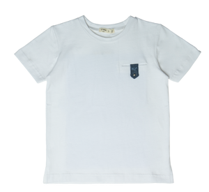Denim detail tee - White