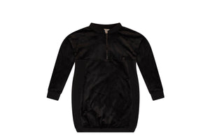 Velour rib dress - Black