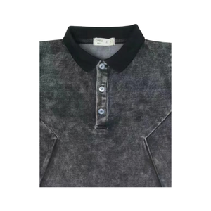 Denim long sleeve polo - Black