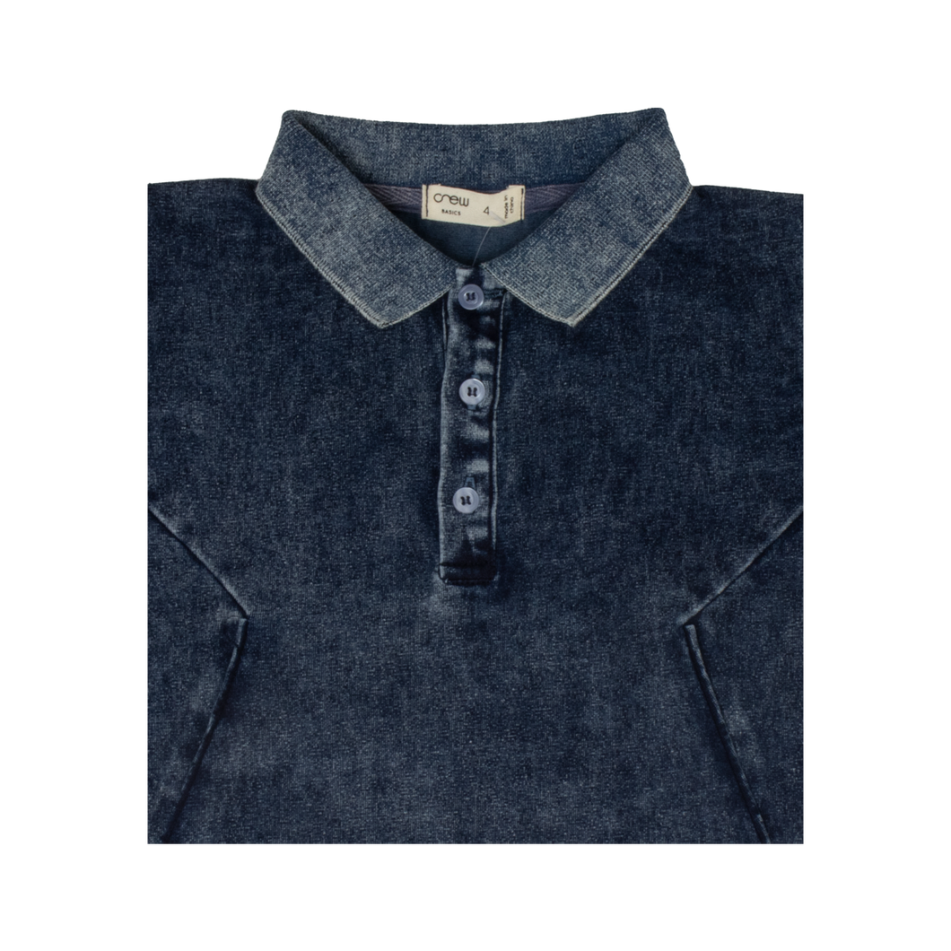 Denim long sleeve polo - Blue