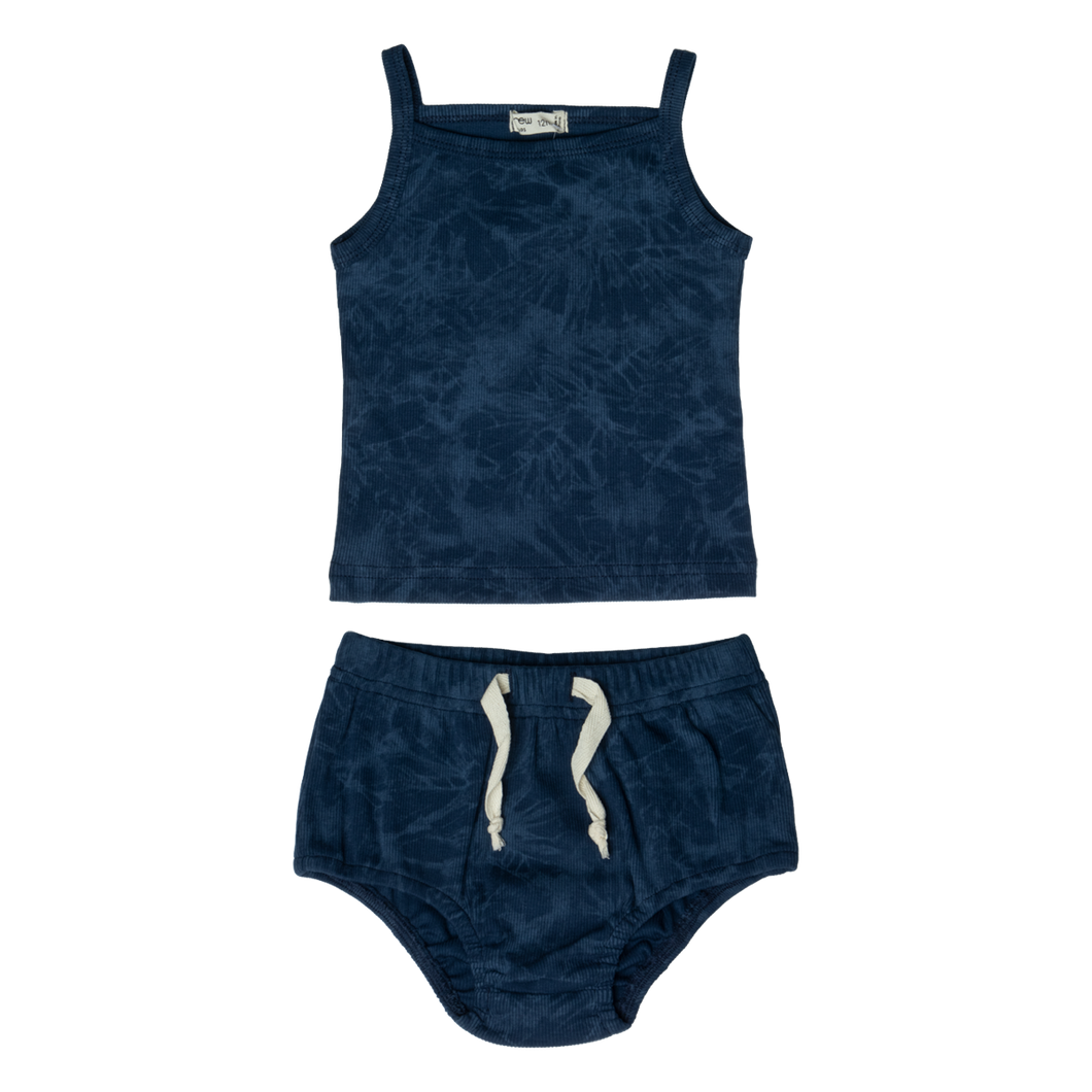 Rib girl set - Blue