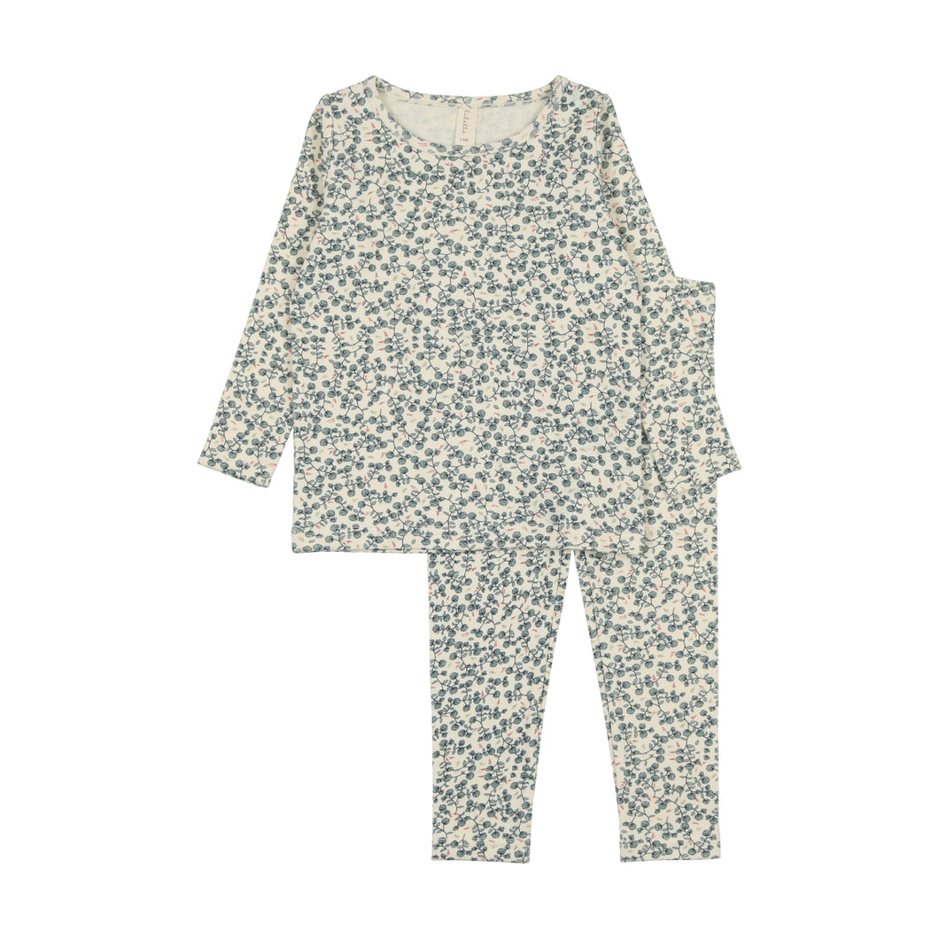 All over floral long sleeve set - slate