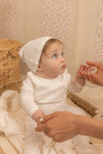 Load image into Gallery viewer, All things baby printed footie and bonnet - Chalk white girls
