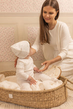 Load image into Gallery viewer, All things baby printed footie and bonnet - Chalk white girls
