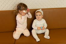 Load image into Gallery viewer, Alphastripes footie and beanie - boys print
