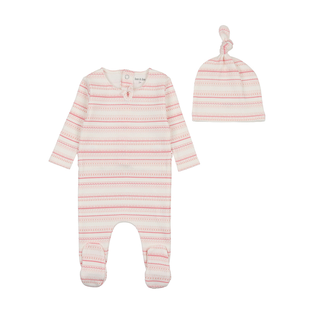 Alphastripes footie and beanie - girls print