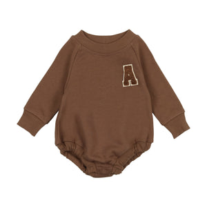 Applique sweatshirt romper - camel