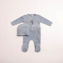 Load image into Gallery viewer, Au revoir footie and beanie - Blue horizon
