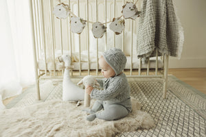 Popcorn weave cardigan set - Light blue
