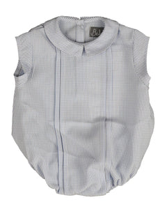 Striped baby romper with peter pan collar - Light blue BBB504