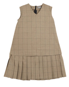Drop waist pleated pinafore - Taupe BDR430