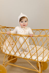 Organic ditsy pointelle layette set - cream shadow