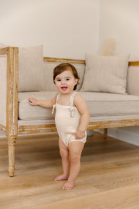 Organic ditsy romper - champagne pink