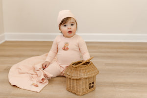 Vintage image footie and beanie - pina colada