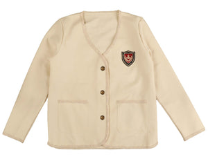 Jersey emblem collarless jacket - Cream BJ1442