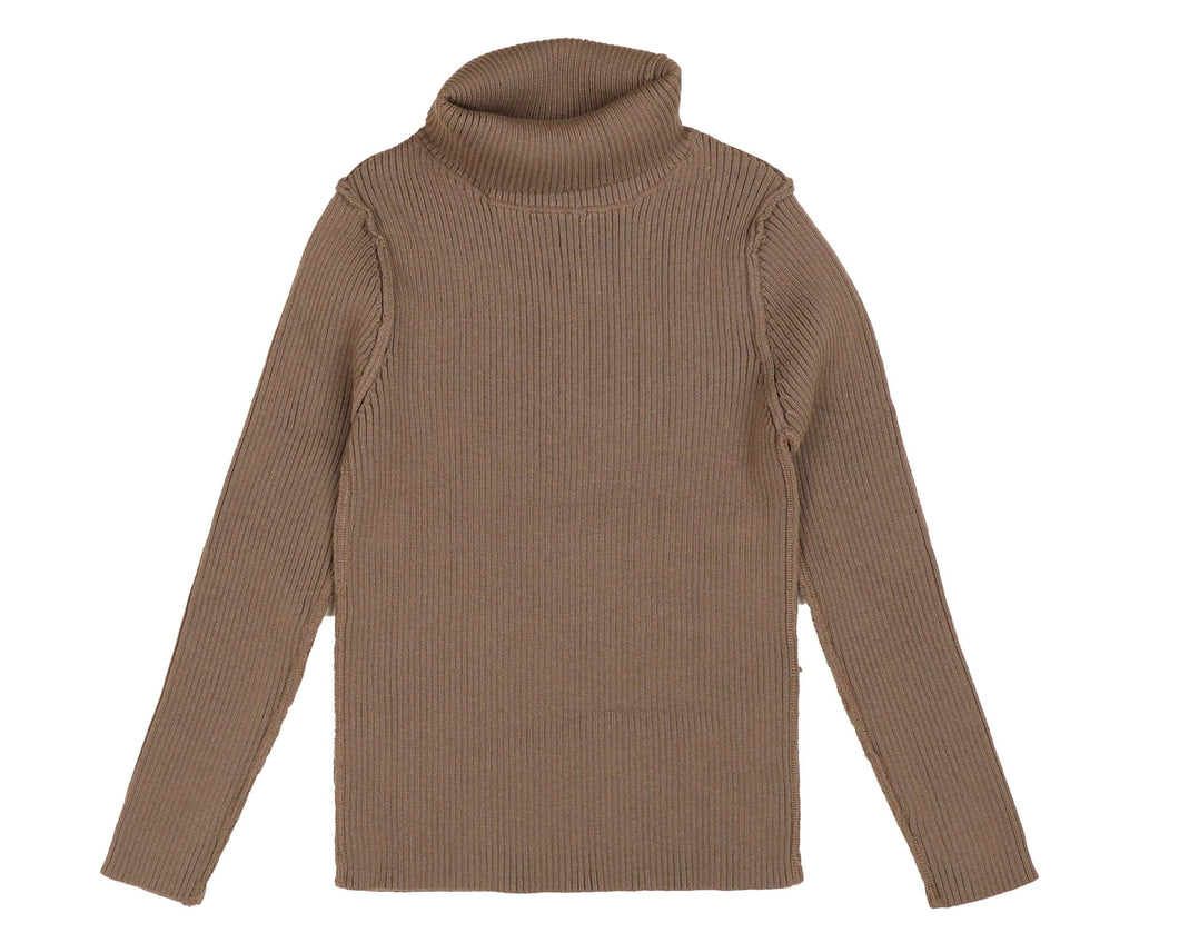 Basic ribbed turtleneck shell - Taupe BKN475