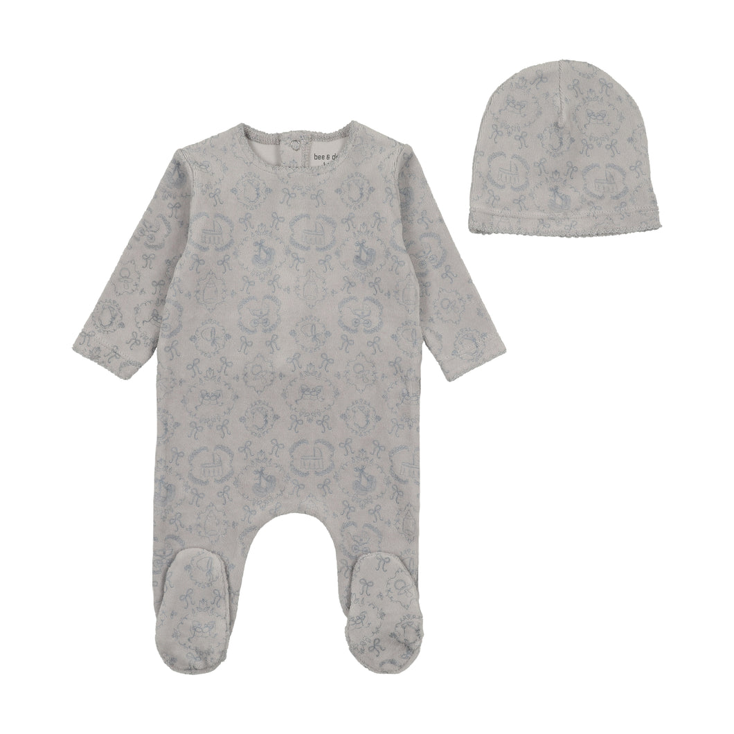 Babyland toile footie and beanie - Blue cloud