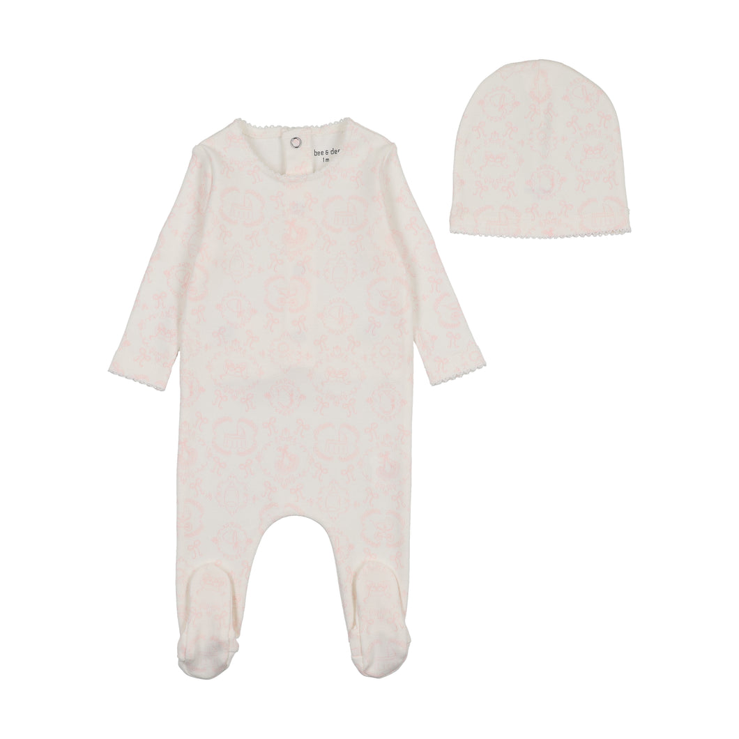 Babyland toile footie and beanie - Ivory girls