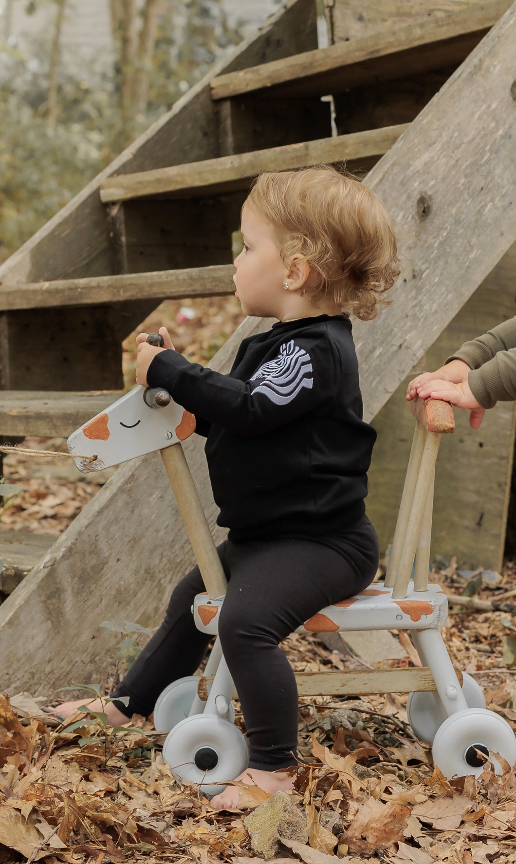 Embroidered baby set - Black with zebra