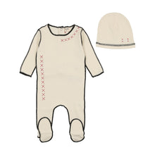 Load image into Gallery viewer, Basic B&amp;D contrast footie and beanie - buttermilk
