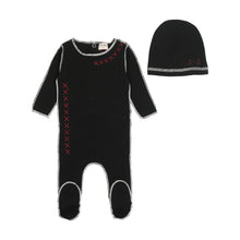 Load image into Gallery viewer, Basic B&amp;D contrast footie and beanie - ebony
