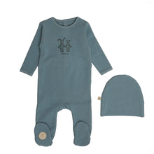 Load image into Gallery viewer, Best friends footie and hat - Dusty blue
