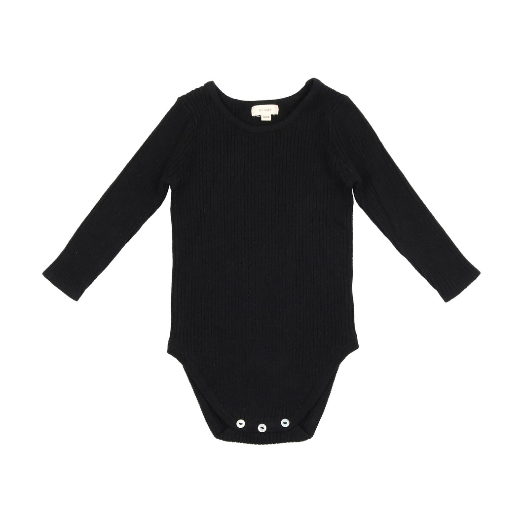 Knit crewneck onesie - black