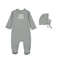 Load image into Gallery viewer, Bliss bebe footie and hat set - Stone blue
