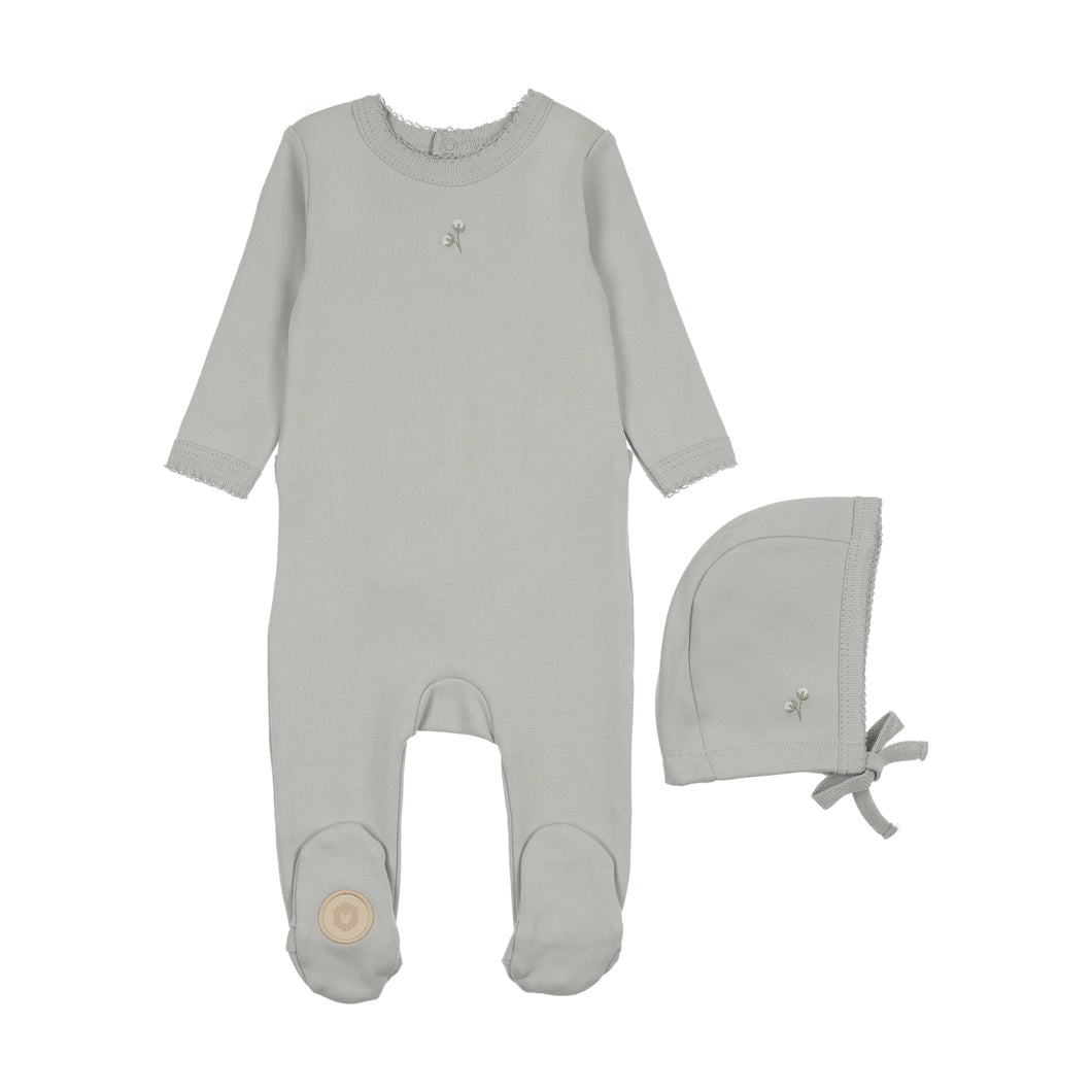 Blooming boys footie and hat set - Blue dawn