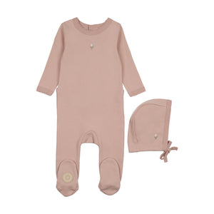 Blooming girls footie and hat set - Orchid pink