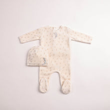Load image into Gallery viewer, Blossoms print velour footie and beanie - Linen boys
