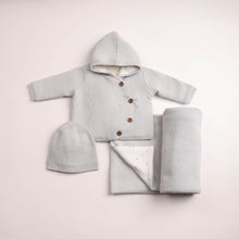 Load image into Gallery viewer, Delicata knit jacket and blanket set - Dusty blue
