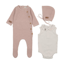 Load image into Gallery viewer, Leather Knit Footie/Bonnet-Muted Pink
