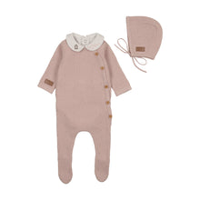 Load image into Gallery viewer, Leather Knit Footie/Bonnet-Muted Pink
