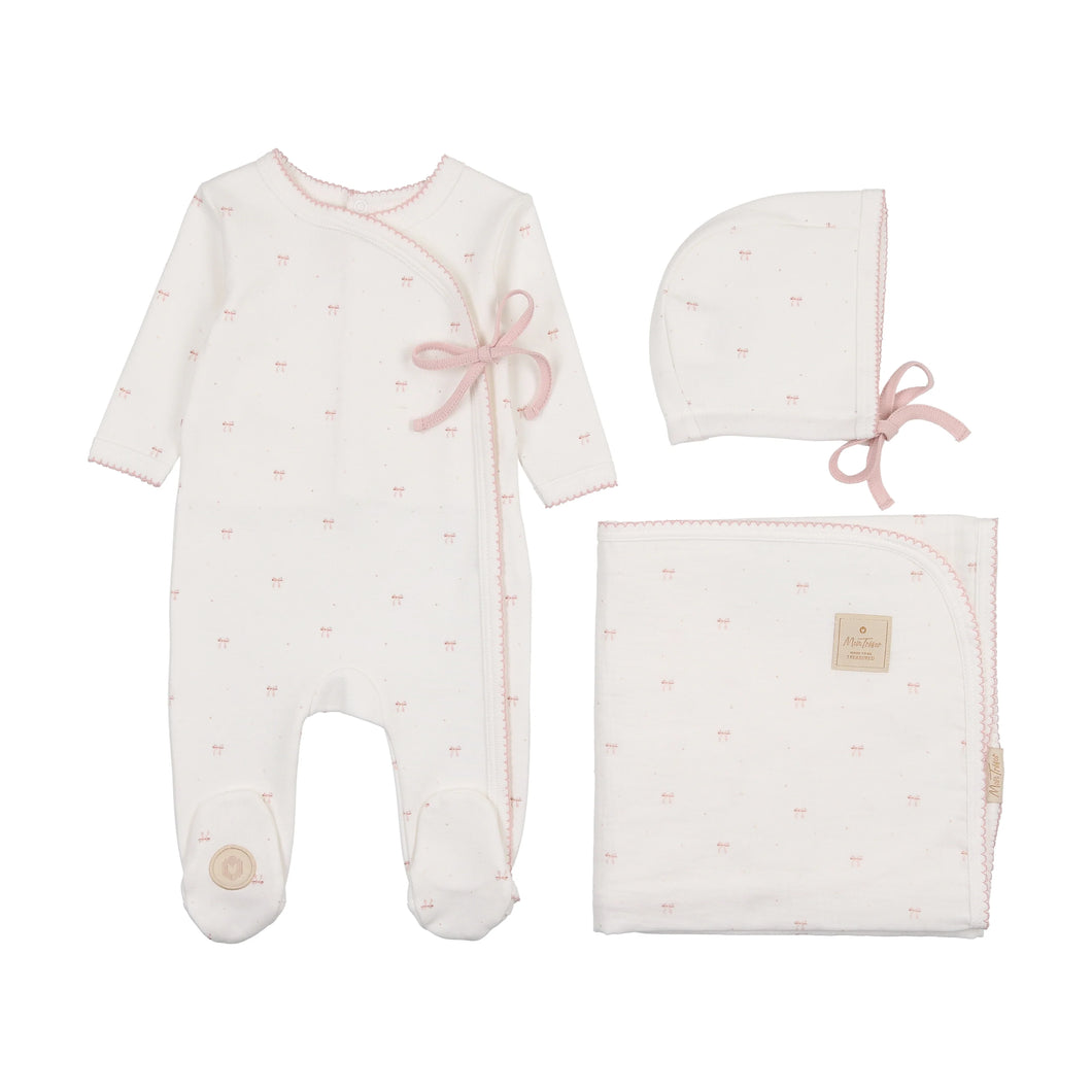 Bow wrap layette set  - Ivory