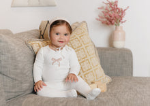 Load image into Gallery viewer, Bows and kisses layette set - ivory and pink
