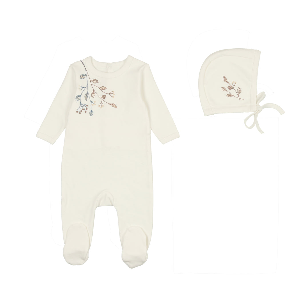 Budding blossoms boys gift set - Ivory and blue