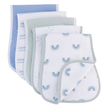 Load image into Gallery viewer, 5-pack rainbow reversible burp cloths - Blue
