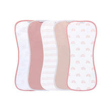Load image into Gallery viewer, 5-pack rainbow reversible burp cloths - Dusty pink rainbow
